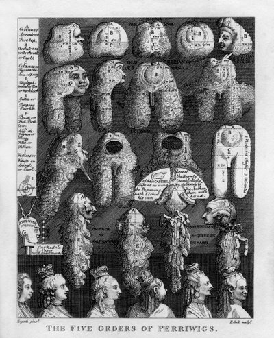 I Cinque Ordini delle Parrucche di Giorgio III di William Hogarth da William Hogarth