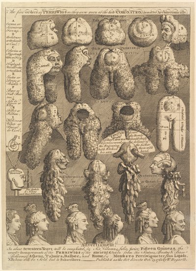 I cinque ordini delle parrucche, 1761 da William Hogarth