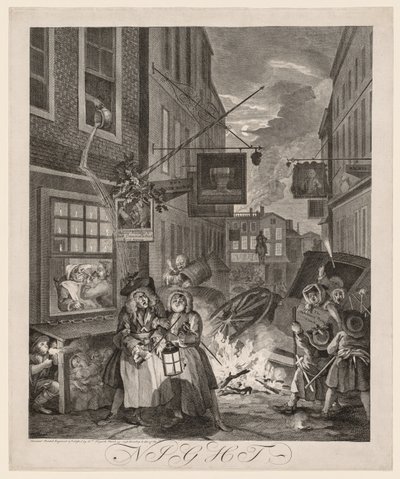 Le quattro ore del giorno: Notte, 1738 da William Hogarth