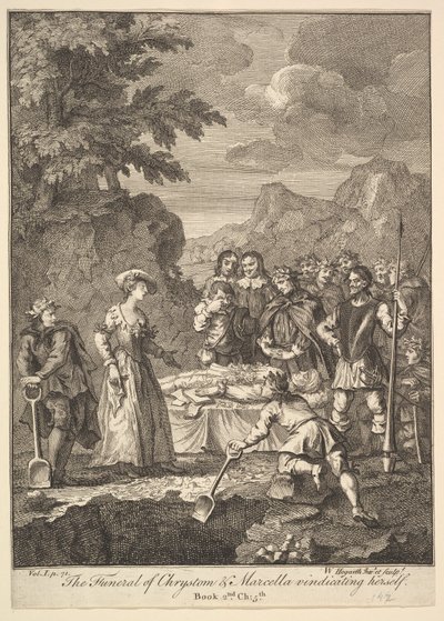 Il funerale di Chrystom e Marcella che si difende da William Hogarth