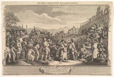 Il giovane pigro giustiziato a Tyburn: Industria e pigrizia, tavola 11 da William Hogarth