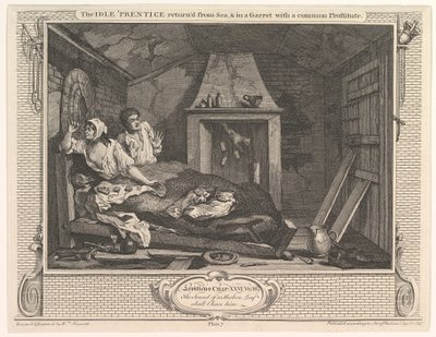 Il Prentice Pigro Tornato dal Mare e in una Soffitta con una Prostituta Comune, 30 dicembre 1747 da William Hogarth