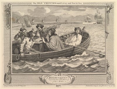 Il giovane apprendista licenziato e mandato in mare: Industria e ozio, tavola 5, 30 settembre 1747 da William Hogarth