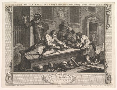 Il giovane pigro che gioca nel cimitero Industria e pigrizia, tavola 3, 30 settembre 1747 da William Hogarth