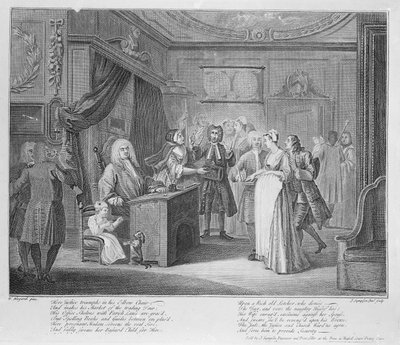 Donna che giura un bambino a un cittadino rispettabile, c.1735 da William Hogarth