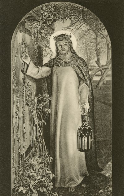 La Luce del Mondo, dipinto nel Keble College, Oxford, Oxfordshire, raffigurante Cristo che porta una lanterna e bussa a una porta da William Holman (after) Hunt