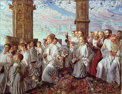 Mattina di maggio sulla torre del Magdalen College, Oxford, antica cerimonia annuale da William Holman Hunt