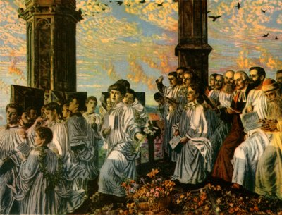 May Morning sulla Torre di Magdalen, 1888-1890, 1942 da William Holman Hunt