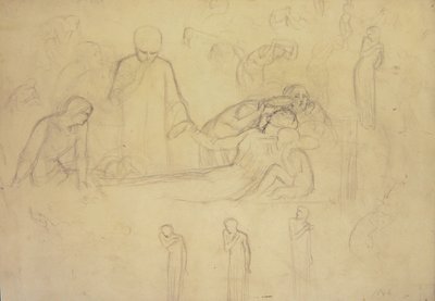 Studi per le figure del dottore, dei dolenti e di Minerva da William Holman Hunt
