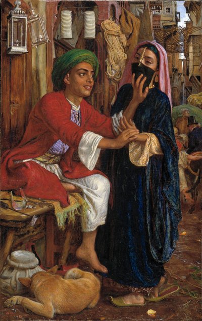 Il corteggiamento del fabbricante di lanterne, una scena di strada al Cairo da William Holman Hunt