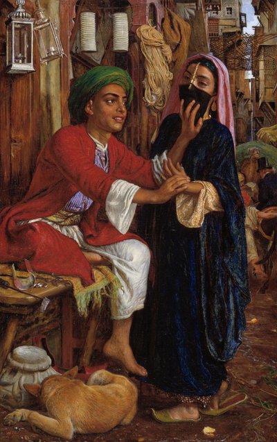 Il corteggiamento del fabbricante di lanterne, una scena di strada al Cairo da William Holman Hunt