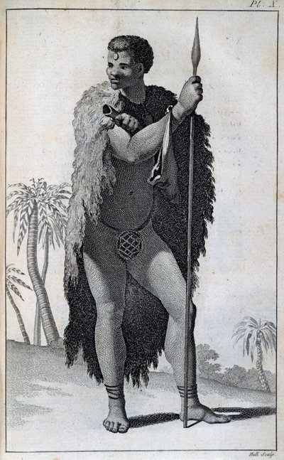 Uomo Khoikhoi (Ottentotto), da Travels of Le Vaillant into the interior parts of Africa da William Home Lizars