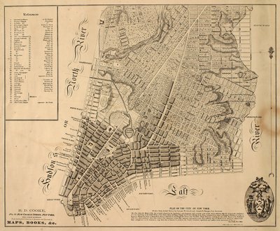Piano della città di New York [fino a East 31st Street], 1817 da William Hooker