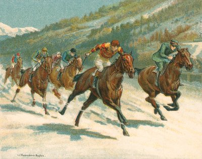 Corse storiche e moderne, corsa piana (cavallo) sul ghiaccio da William Hounsom Byles