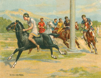 Corse storiche e moderne, corse di cavalli greche (cromolitografia) da William Hounsom Byles