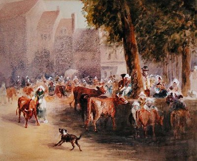 Mattina presto al mercato del bestiame del villaggio da William Hunt