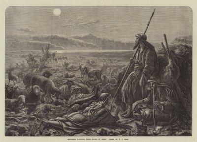 Pastorelli che guardano i loro greggi di notte da William J. Webbe or Webb