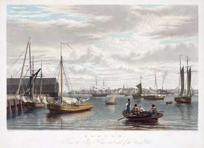 Boston, dalla Ship House, estremità ovest del cantiere navale, c.1833 da William James Bennett