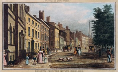 Broad Way dal Bowling Green, inciso da J.R. Hutchinson, 1828 da William James Bennett