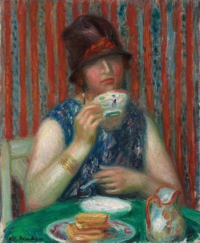 Ragazza con tazza da tè, c.1920 da William James Glackens