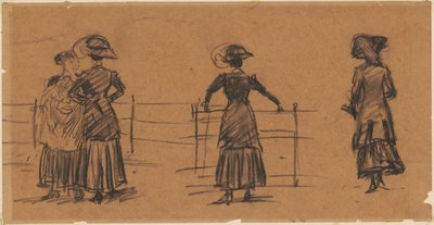 Studi di Donne vicino alla Ringhiera del Parco da William James Glackens