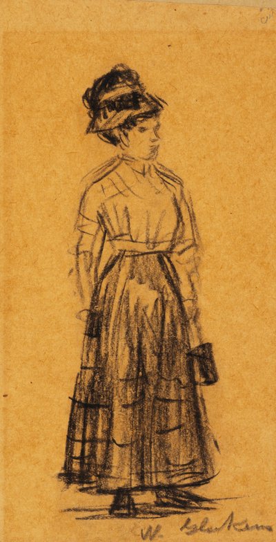 Donna con Cappello Nero e Gonna Nera da William James Glackens