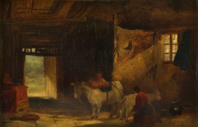 Interno gallese con ragazza che munge una capra da William James Muller
