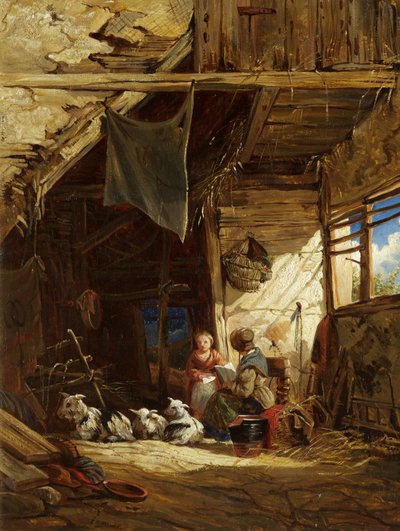 Interno con capre - Bettws-y-Coed da William James Muller