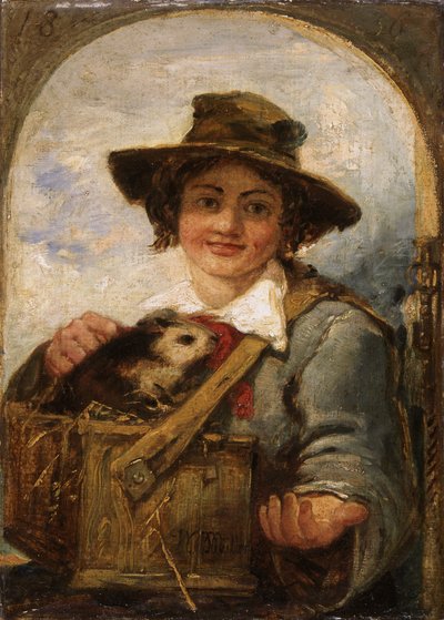 Ragazzo italiano con un porcellino d