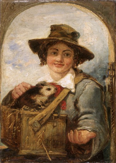 Ragazzo italiano con un porcellino d
