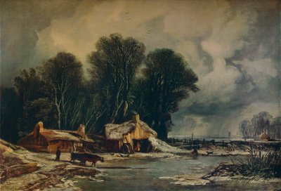Paesaggio con vecchie case: inverno da William James Muller