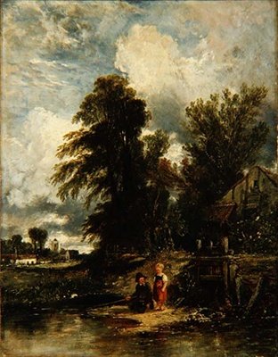 Stagno del mulino con bambini che pescano da William James Muller