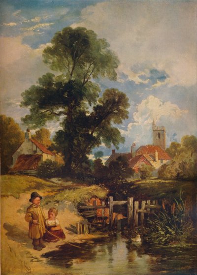 Scena fluviale con bambini I giovani pescatori, 1843 da William James Muller