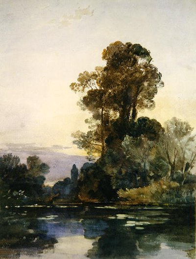 Alberi alti vicino a un lago da William James Muller