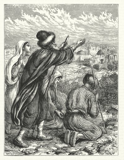 Pellegrini ebrei in vista di Gerusalemme da William James Webbe