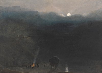 Mauritius - Chiaro di luna, con fuoco di carbonai nella gola del fiume nero da William John Chamberlayne