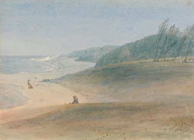 Mauritius - un bambino che guarda sua madre camminare vicino al mare, presumibilmente la signora Chamberlayne e uno dei suoi figli da William John Chamberlayne