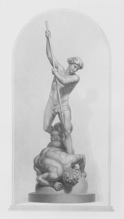 Michele e Satana, dal gruppo in marmo di Flaxman, RA, inciso da W Roffe da William John Roffe