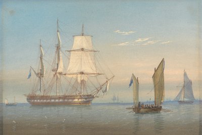 Una fregata britannica che getta l