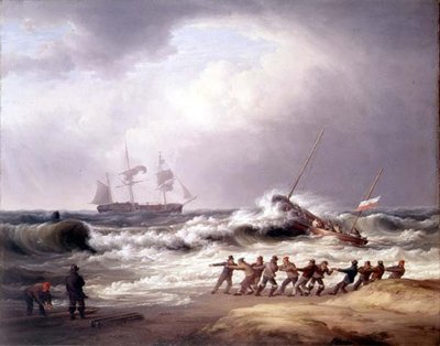 Scialuppa di salvataggio che va verso una nave in difficoltà da William Joy