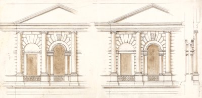 Il Tesoro, Whitehall, Londra: Elevazioni alternative della facciata da William Kent
