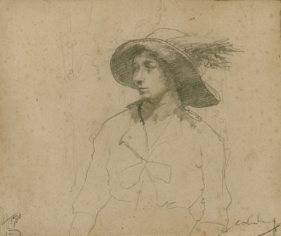Studio per un ritratto di una donna seduta con cappello da William Lee Hankey