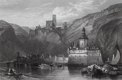 Caub, Castello di Gutenfels e il Pfalz, Reno da William Leighton (after) Leitch