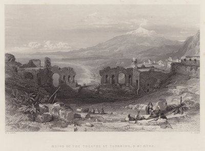 Rovine del Teatro di Taormina e Monte Etna (incisione) da William Leighton Leitch