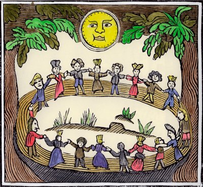 Un cerchio di streghe che danzano sotto una luna piena, XIX o inizio XX secolo da William Linnell