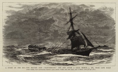 Una storia del mare, la nave britannica Northbrook il giorno dopo una tempesta, 4 marzo 1885, vicino a Capo Horn da William Lionel Wyllie