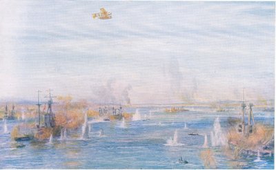 Bombardamento dei Dardanelli, 18 marzo 1915, da La Storia del Popolo Britannico di Cassell pubblicato da Waverley Book Company Limited, c.1940 da William Lionel Wyllie