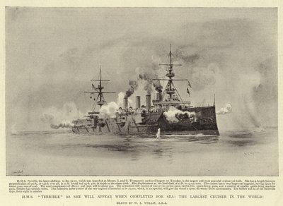 HMS Terrible come Apparirà quando completata per il Mare, il Più Grande Incrociatore del Mondo da William Lionel Wyllie
