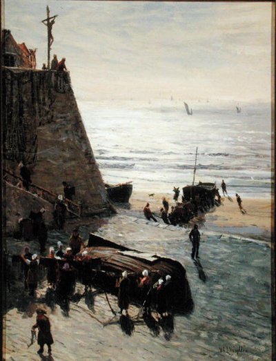 Traino della barca da pesca da William Lionel Wyllie