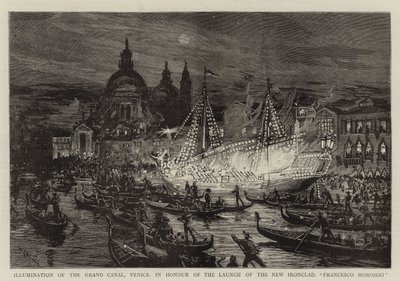 Illuminazione del Canal Grande, Venezia, in onore del varo della nuova corazzata, Francesco Morosini da William Lionel Wyllie